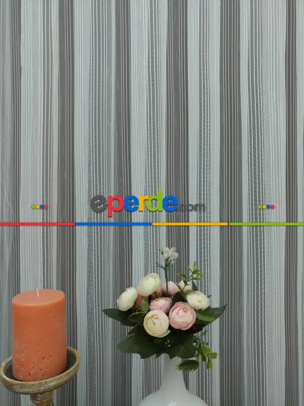 Boyuna Zincir Tül Perde- Ekru - Kurşunlu Tül