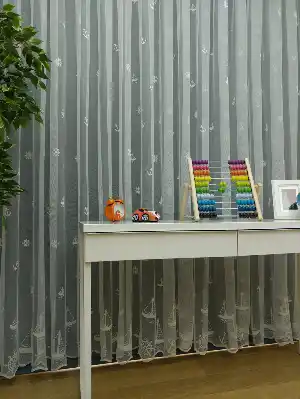 Çocuk Odası Tül Perde - Yelkenli Çapa Desenli Perdesi- Ekru