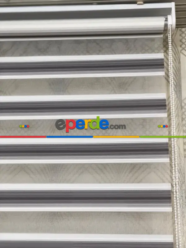 Mutfak - Jakarlı Zebra Perde Bdz-03- Gri-füme-antrasit-krem Açık