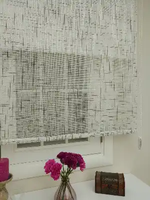 Keten Tül Stor Wicker - Çiftli Sistem Tül Stor Perde (wicker)- Kahve Açık