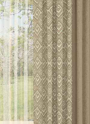 Dökümlü Kumaştan Kombinli Geniş En Modern Desenli Fon Perde 1. Kalite