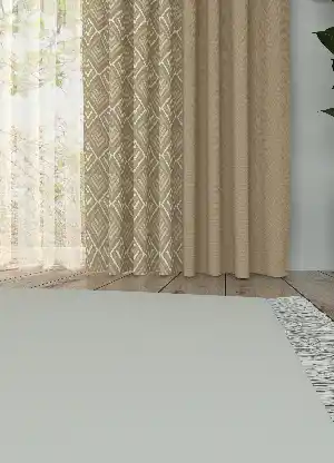 Dökümlü Kumaştan Kombinli Geniş En Modern Desenli Fon Perde 1. Kalite