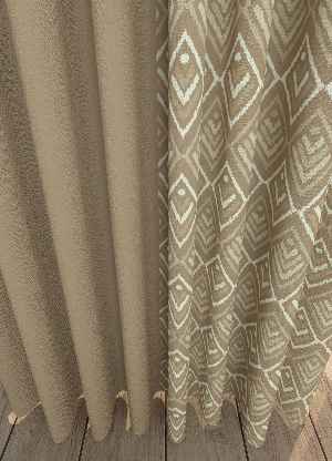 Dökümlü Kumaştan Kombinli Geniş En Modern Desenli Fon Perde 1. Kalite