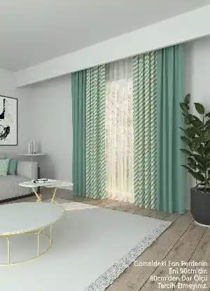 Dökümlü Kumaştan Kombinli Geniş En Modern Desenli Fon Perde 1. Kalite