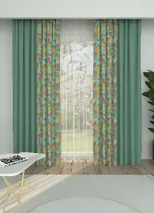 Dökümlü Kumaştan Kombinli Geniş En Modern Desenli Fon Perde 1. Kalite