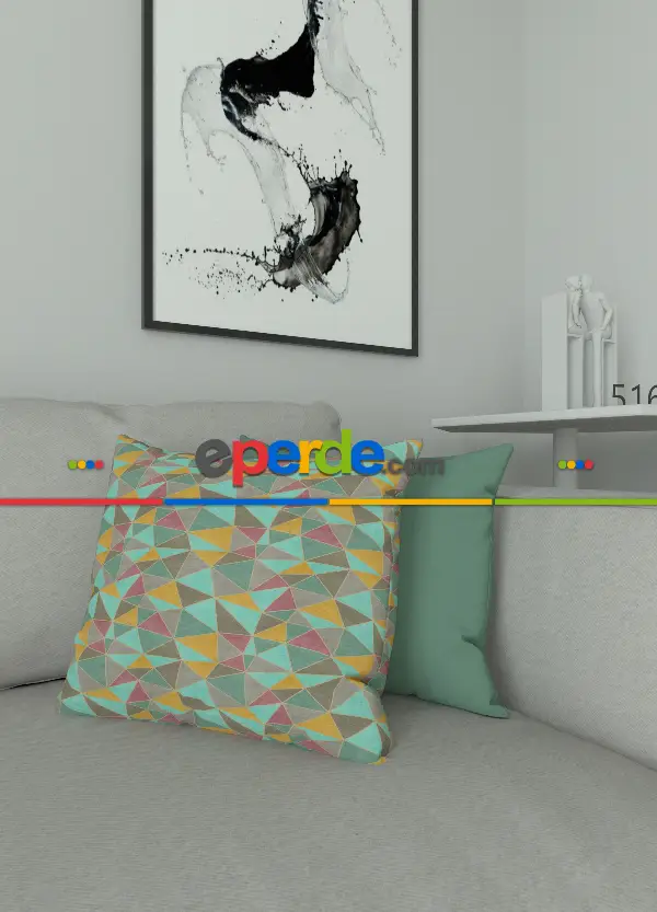 Dökümlü Kumaştan Kombinli Geniş En Modern Desenli Fon Perde 1. Kalite