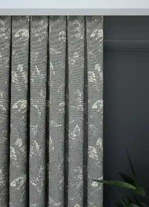 Dökümlü Kumaştan Açık Gri Yaprak Desenli Baskılı Fon Perde 1. Kalite