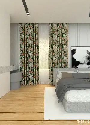 Dökümlü Kumaştan Bej Yaprak Desenli Baskılı Fon Perde Geniş En 1. Kalite