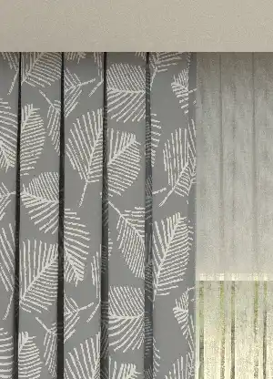 Dökümlü Kumaştan Açık Gri Yaprak Desenli Baskılı Fon Perde Geniş En 1. Kalite