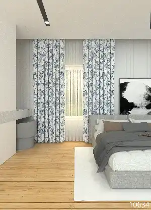 Dökümlü Kumaştan Mavi Yaprak Desenli Baskılı Fon Perde Geniş En 1. Kalite