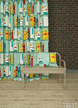 Dökümlü Kumaştan Mint Sarı Büyük Boy Kitap Desenli Baskılı Fon Perde Geniş En 1. Kalite