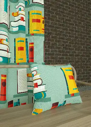 Dökümlü Kumaştan Mint Sarı Büyük Boy Kitap Desenli Baskılı Fon Perde Geniş En 1. Kalite