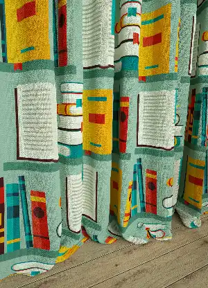 Dökümlü Kumaştan Mint Sarı Büyük Boy Kitap Desenli Baskılı Fon Perde Geniş En 1. Kalite