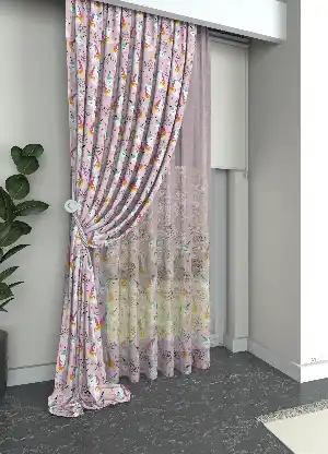 Pembe Unicorn Desenli Baskılı Fon Perde Geniş En 1. Kalite