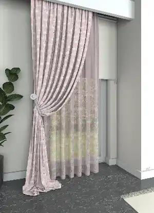 Açık Pembe Kuğu Desenli Baskılı Fon Perde Geniş En 1. Kalite