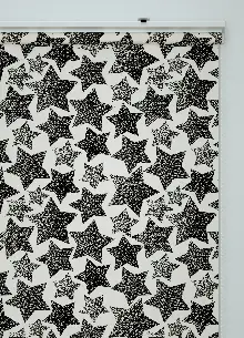 Yıldız Desenli Baskılı Stor Perde Siyah-beyaz