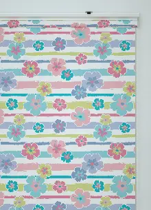 Çiçek Desenli Baskılı Stor Perde-yeşil-mavi-pembe