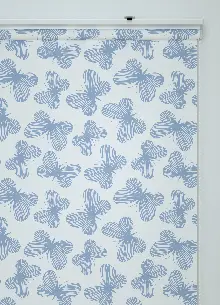 Kelebek Desenli Baskılı Stor Perde Ekru-mav