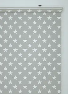 Yıldız Desenli Baskılı Stor Perde Ekru-gri