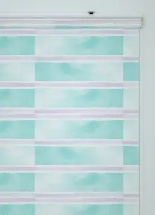 Lila Çizgili Suluboya Desenli Baskılı Stor Perde