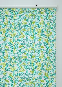 Yeşil Yaprak Desenli Baskılı Stor Perde