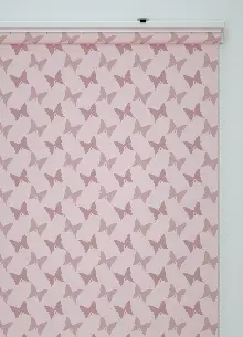 Pembe Kelebek Desenli Baskılı Stor Perde