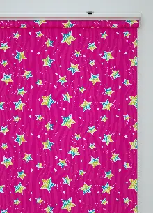 Fuşya Yıldız Desenli Baskılı Stor Perde