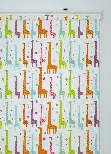 Renkli Zürafalar Desenli Baskılı Stor Perde Turuncu-yeşil-mavi