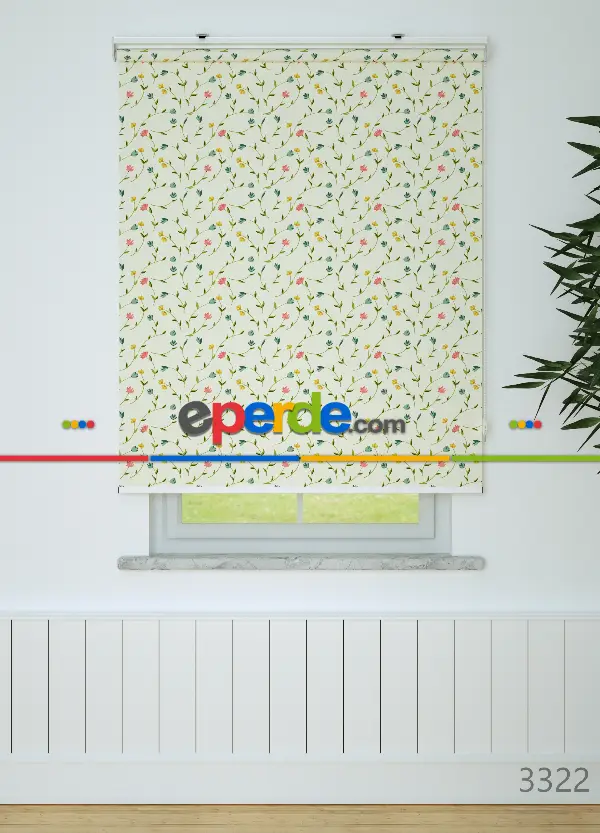 Bahar Dalı Desenli Baskılı Stor Perde