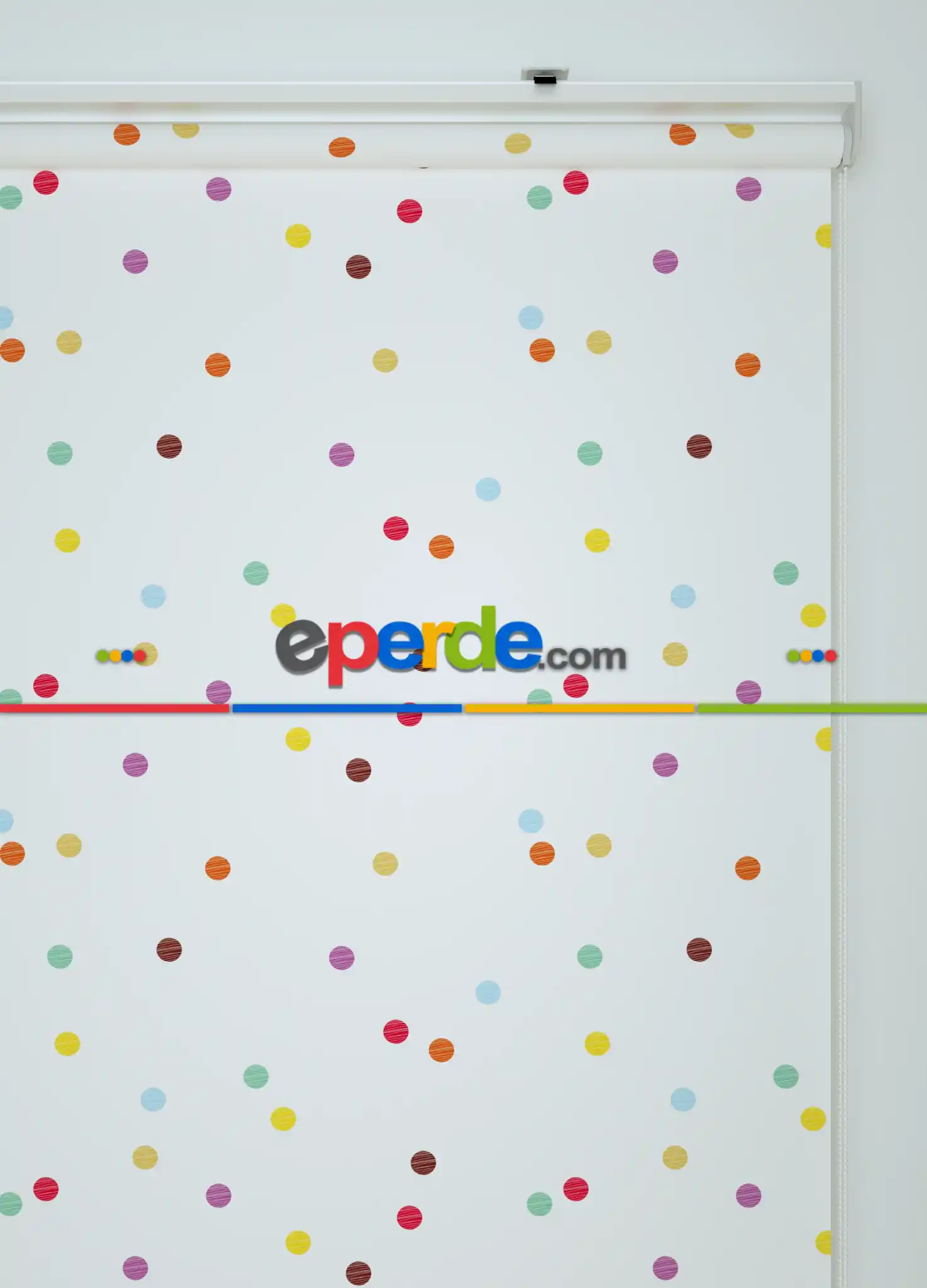 Renkli Puantiyeler Desenli Baskılı Stor Perde