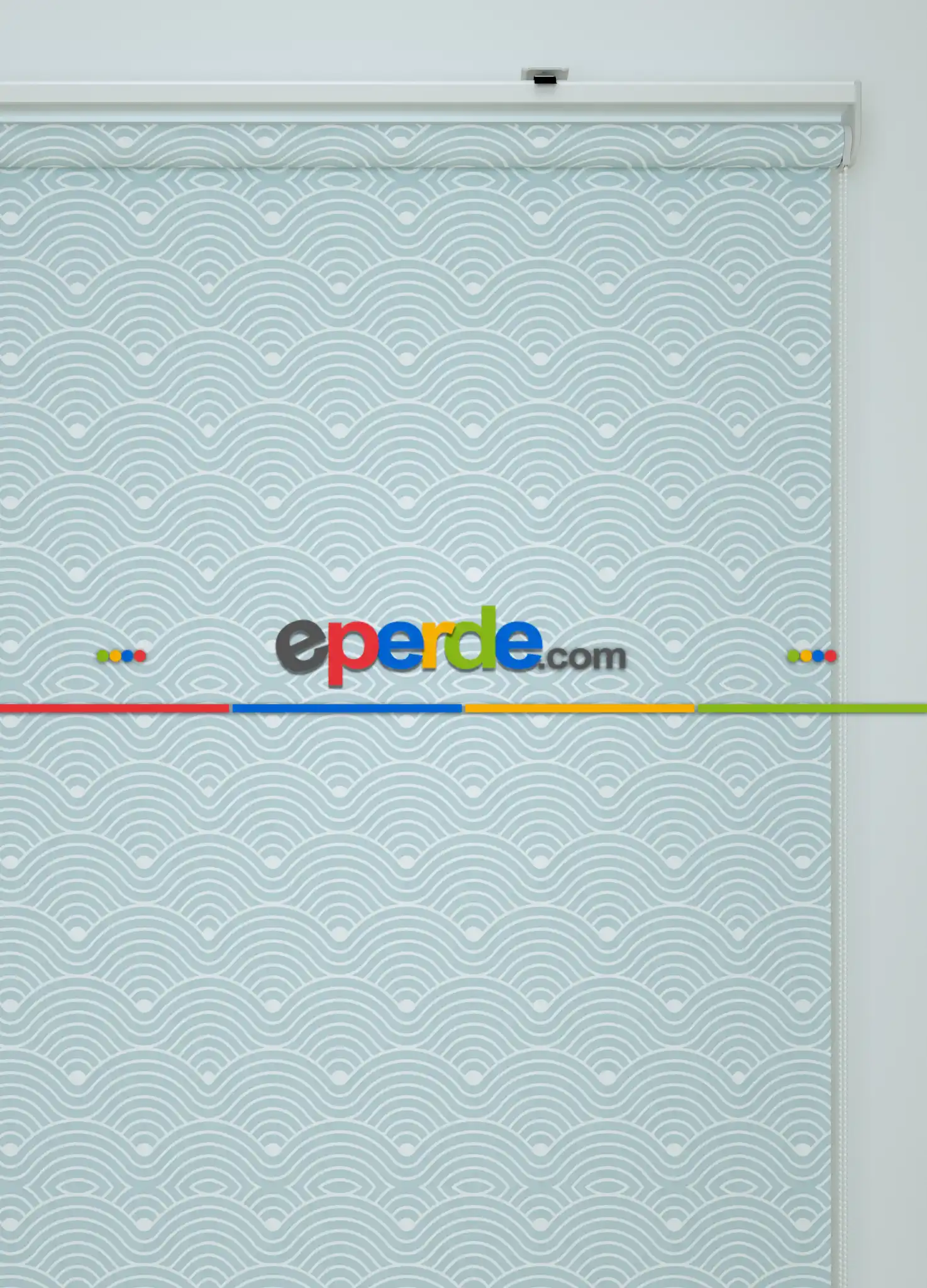 Mavi Dalga Desenli Baskılı Stor Perde