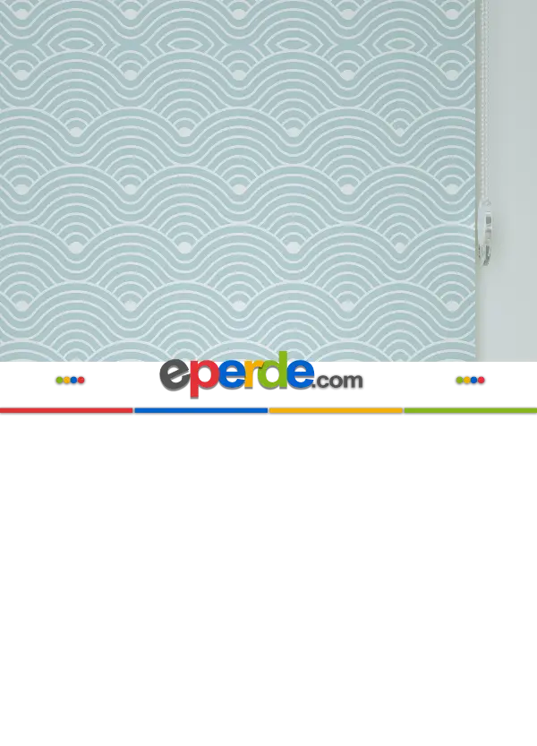 Mavi Dalga Desenli Baskılı Stor Perde