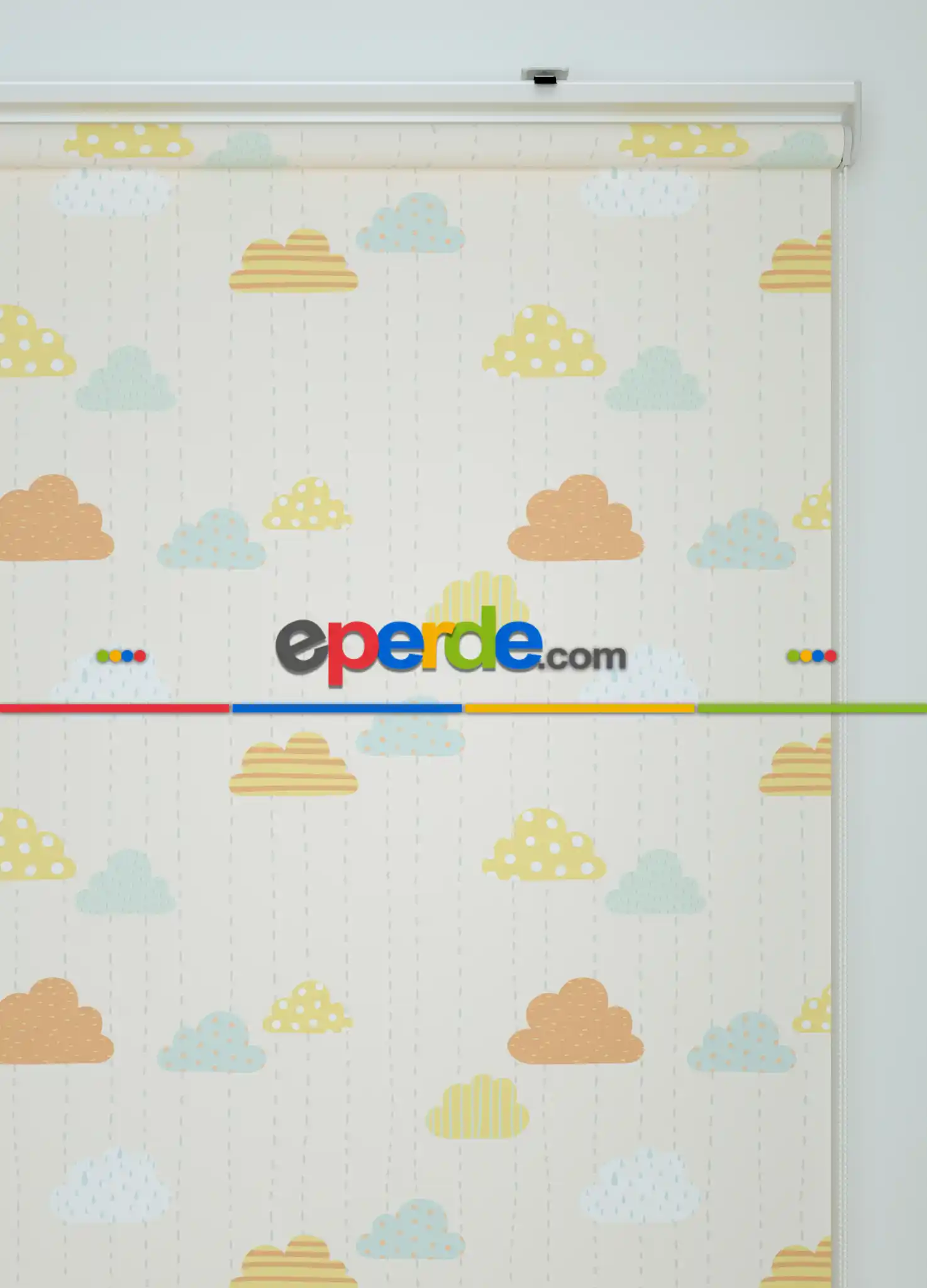 Bulut Desenli Baskılı Stor Perde