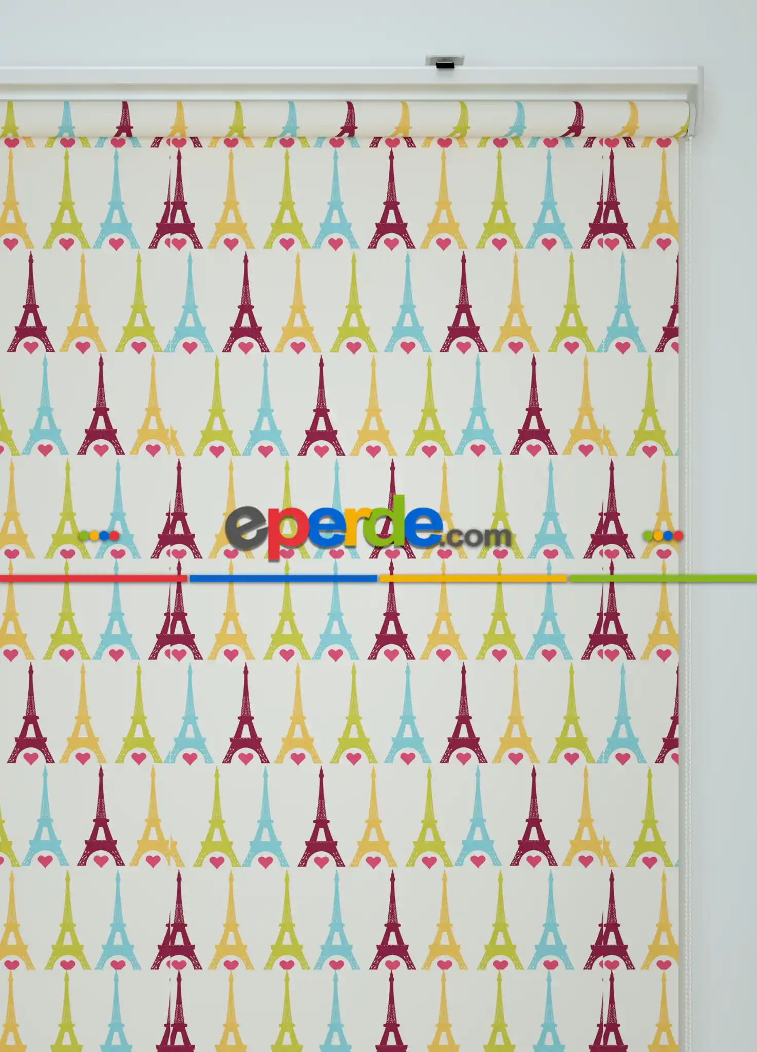 Renkli Eyfel Kulesi Desenli Baskılı Stor Perde