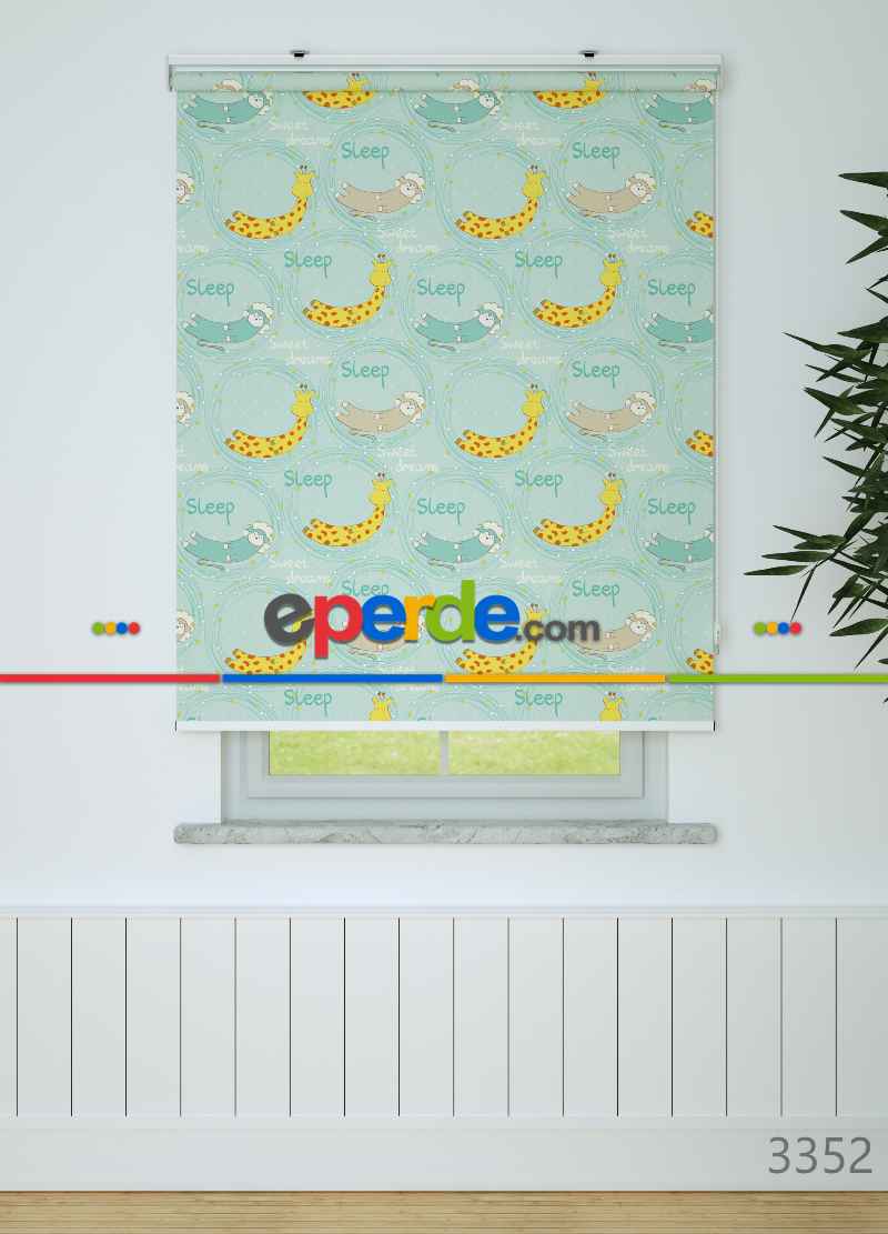 Sevimli Hayvanlar Desenli Baskılı Stor Perde