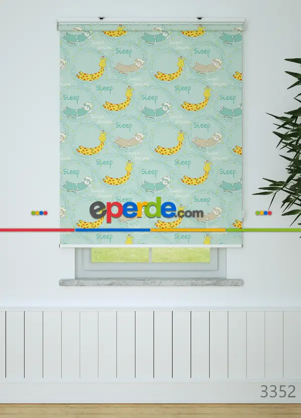 Sevimli Hayvanlar Desenli Baskılı Stor Perde