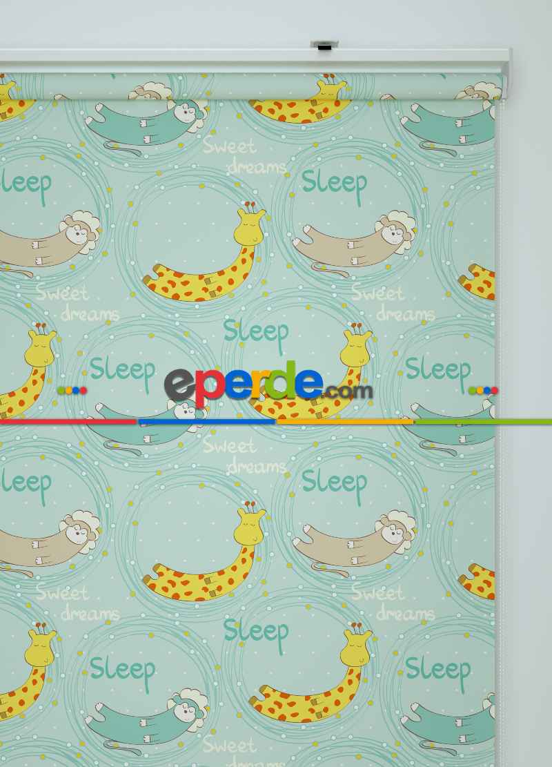 Sevimli Hayvanlar Desenli Baskılı Stor Perde