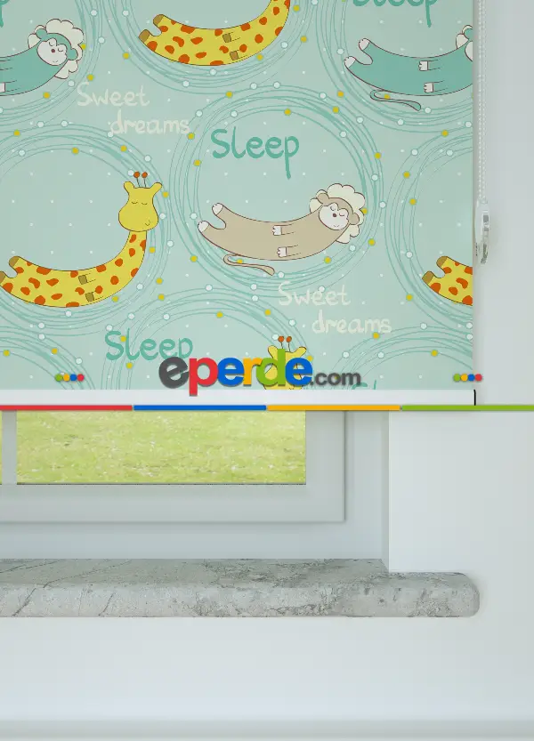 Sevimli Hayvanlar Desenli Baskılı Stor Perde