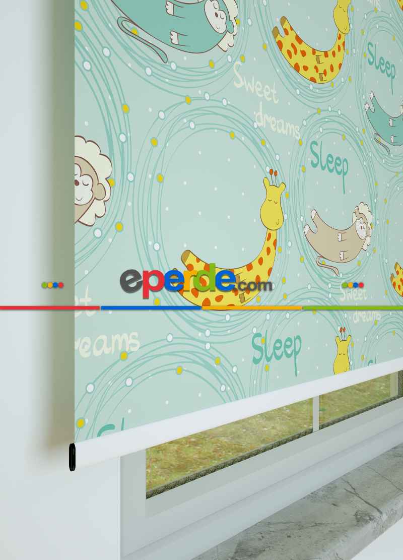 Sevimli Hayvanlar Desenli Baskılı Stor Perde