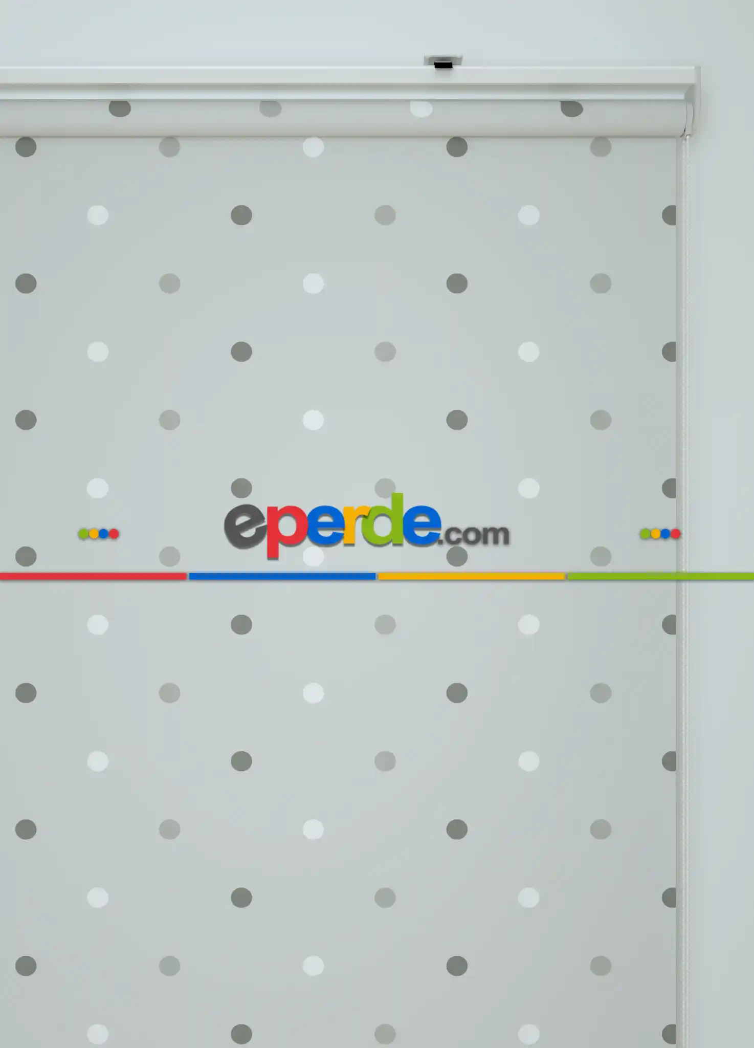 Gri Puantiyeler Desenli Baskılı Stor Perde