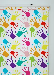 Boyalı Eller Desenli Baskılı Stor Perde