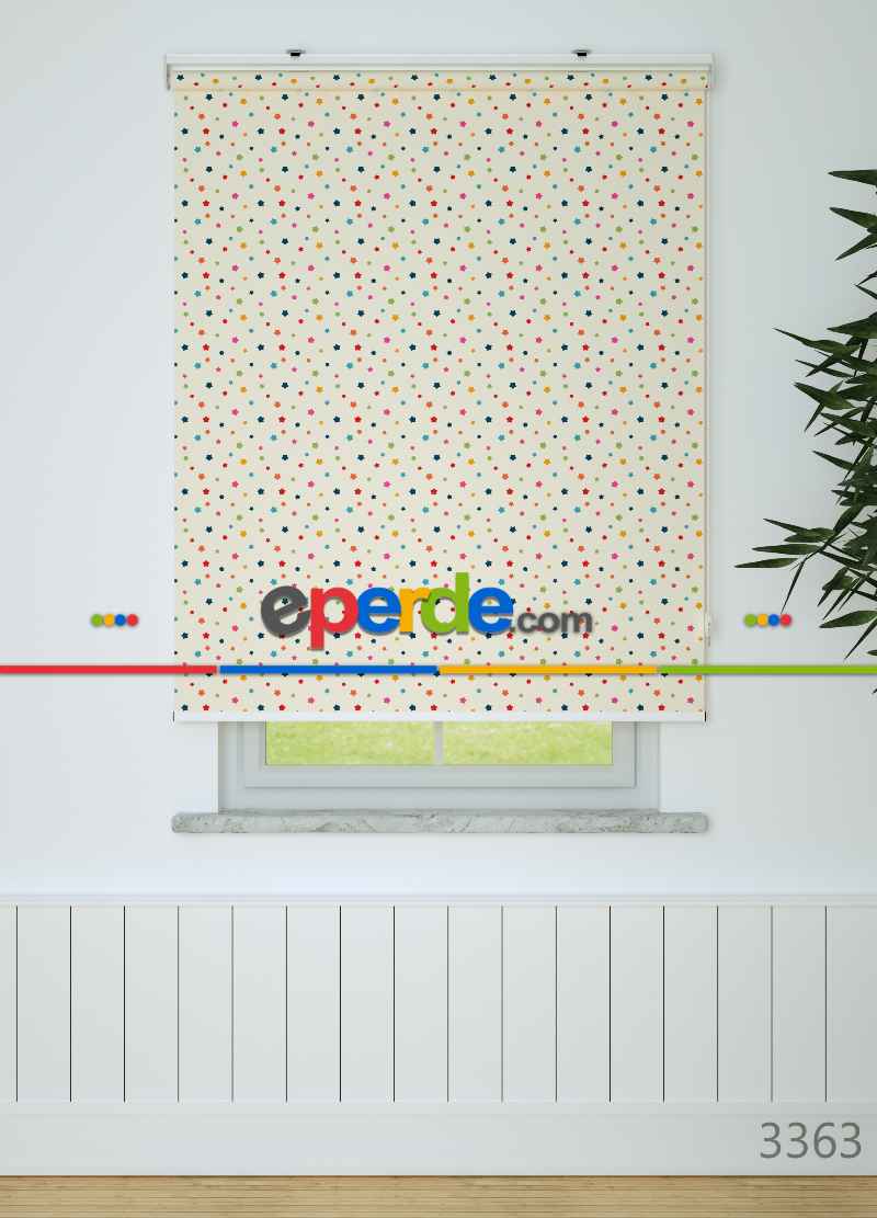 Yıldız Desenli Baskılı Stor Perde