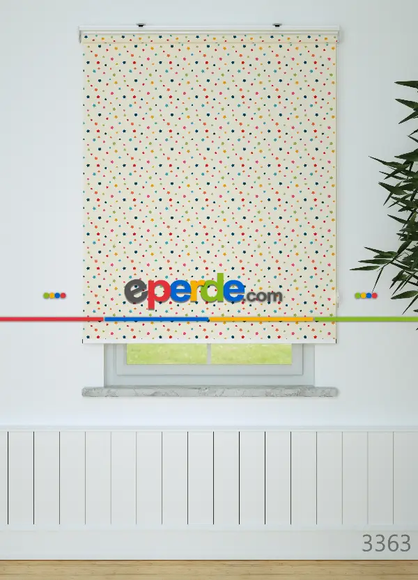 Yıldız Desenli Baskılı Stor Perde