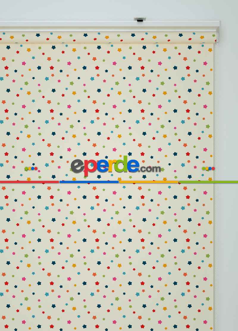 Yıldız Desenli Baskılı Stor Perde