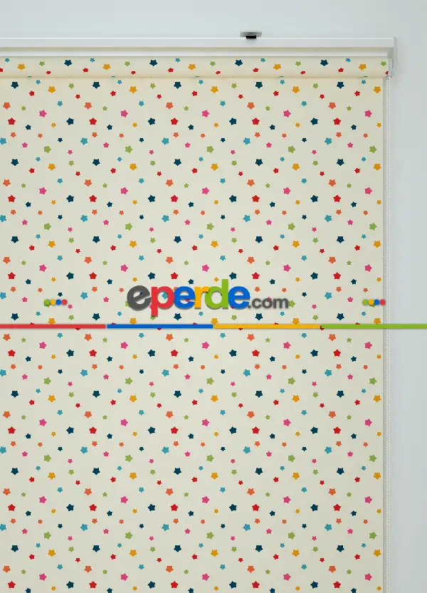 Yıldız Desenli Baskılı Stor Perde