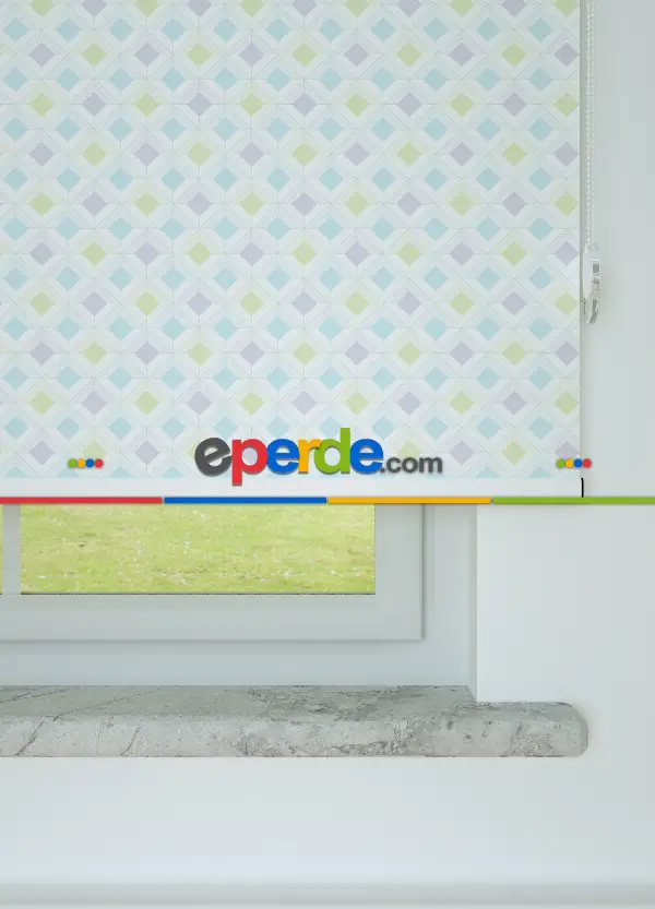 Soft Baklava Desenli Baskılı Stor Perde