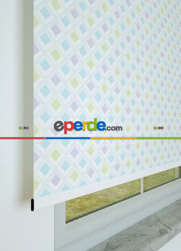 Soft Baklava Desenli Baskılı Stor Perde