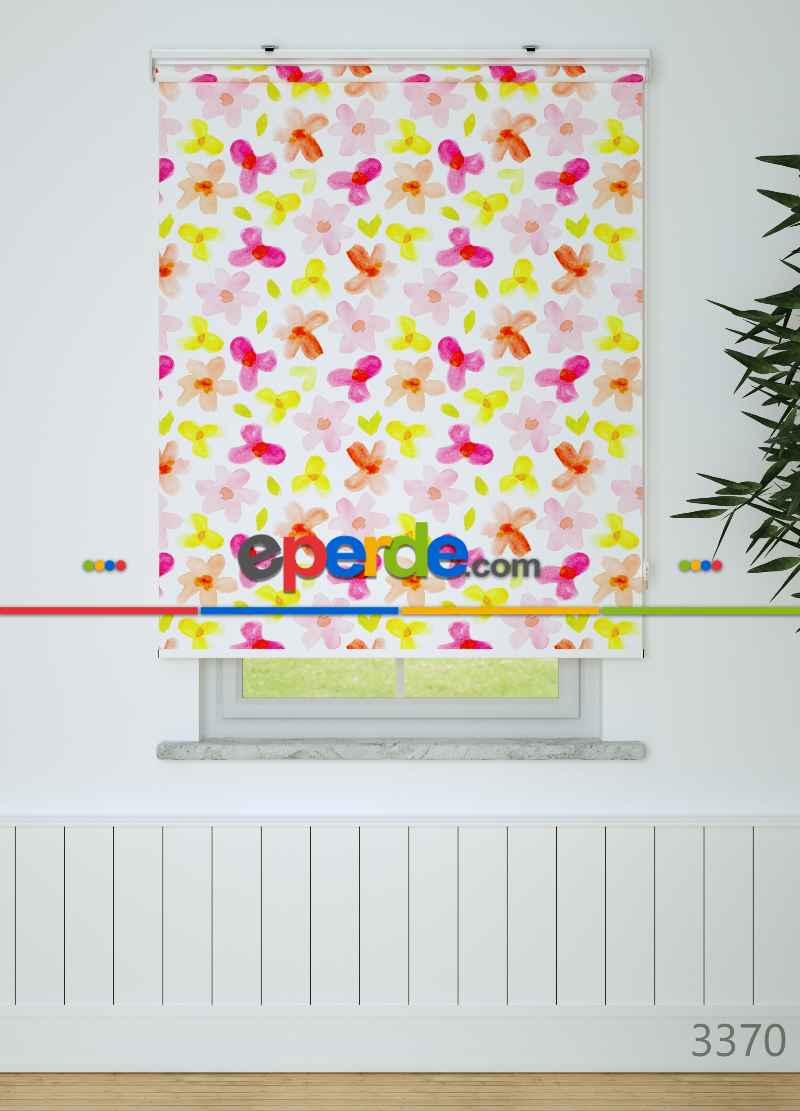 Çiçek Desenli Baskılı Stor Perde