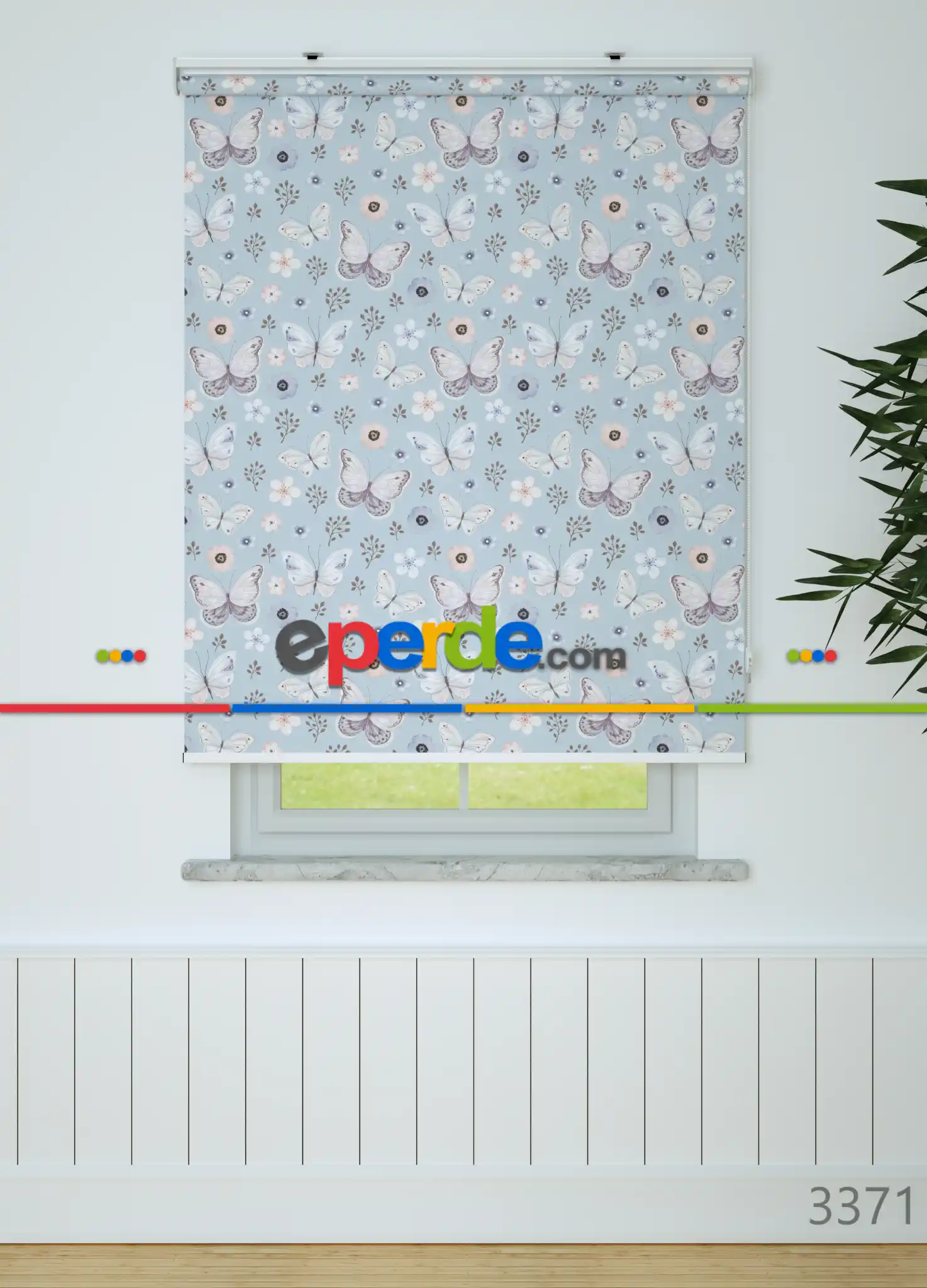 Soft Kelebek Desenli Baskılı Stor Perde