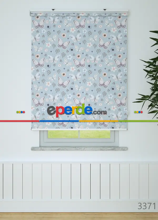 Soft Kelebek Desenli Baskılı Stor Perde